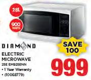 Diamond 28Ltr Electric Microwave 25E EM925ENN
