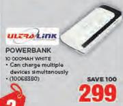 Ultra-Link 10000mAh White Powerbank