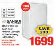 Sansui 130Ltr Silver Bar Fridge 