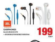 JBL Earphones Black/Blue/White-Each