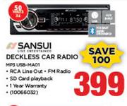 Sansui Deckless Car Radio MP3 USB-MA01