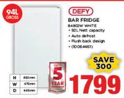 Defy 94Ltr Bar Fridge B4802W White