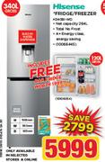 Hisense 340Ltr Fridge/Freezer H340BI-WD