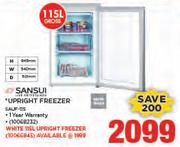 Sansui White 115Ltr Upright Freezer
