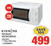 Diamond 20ltr 700W Manual Microwave DMO20M