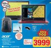 Acer Notebook  Red Or Black A315-31 Includes Free Corel Office Download, Backpack & Mouse