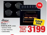 Univa Oven + 70ltr Black Hob 