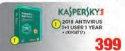 Kaspersky 2018 Antivirus 1+1 User 1 Year