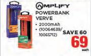 Amplify Powerbank Verve 2000 Mah-Each