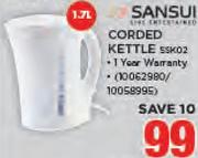 Sansui 1.7Ltr Corded Kettle SSK02