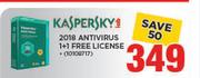 Kaspersky 2018 Antivirus 1+1 Free License
