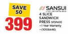 Sansui 4 Slice Sandwich Press SFSP400