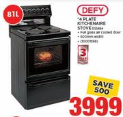 Defy 81Ltr 4 Plate Kitchenaire Stove DSS494