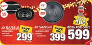 Sansui 6x9" Speakers MLS 690E + Sansui 12" Subwoofer SBW1207