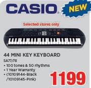 Casio 44 Mini Key Keyboard SA77/78 In Black/Pink