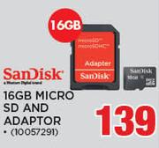 Sandisk 16GB Micro SD & Adaptor