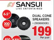 sansui 6.5" 200 Watts Dual Cone Speakers-Per Pair