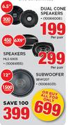 Sansui 6.5" 200 Watts Dual Cone Speakers + 6x9" 450 Watts Speakers + 12" 1500 Watts Subwoofer-All Fo