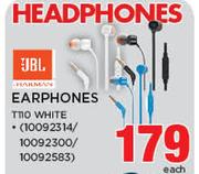 JBL Earphones T White-Each