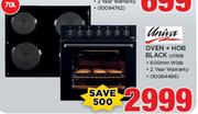Univa 70Ltr Oven + Hob Black U336B