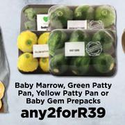 Baby Marrow, Green Patty Pan, Yellow Patty Pan Or Baby Gem Prepacks-For Any 2