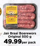 Jan Braai Boerewors (Original)-500g Per Pack