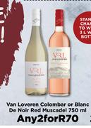 Van Loveren Colombar Or Blanc De Noir Red Muscadel-For Any 2 x 750ml