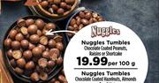 Nuggles Tumbles Chocolate Coated Peanuts, Raisins Or Shortcake-Per 100g