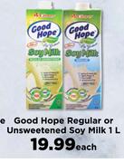 Good Hope Regular Or Unsweetened Soy Milk-1L Each