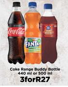 Coke Range Buddy Bottle 440ml Or 500ml-For 3