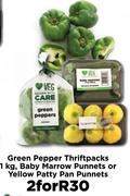 Green Pepper Thriftpacks 1Kg Baby Marrow Punnets Or Yellow Patty Pan Punnets- For 2
