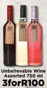 Unbelievable Wine Assorted-For 3 x 750ml