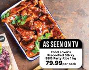 Food Lover's Precooked Sticky BBQ Party Ribs-1Kg Per Pack