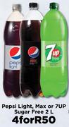 Pepsi Light, Max Or 7up Sugar Free-For 4 x 2L