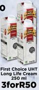 First Choice UHT Long Life Cream-For 3 x 250ml