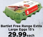 Bartlet Free Range Extra Large Eggs-15's Each