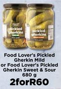 Food Lover's Pickled Gherkin Mild Or Food Lover's Pickled Gherkin Sweet & Sour 680g-For 2