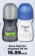 Dove Roll On Assorted-50ml Each