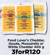 Food Lover's Cheddar, Gouda, Mozzarella Or White Cheddar 400g-For 3