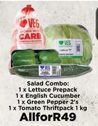 1x Lettuce Prepack,1x English Cucumber,1x Green Pepper 2's,1x Tomato Thriftpack 1kg-Salad Combo