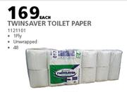 Twinsaver 1 Ply Unwrapped Toilet Paper (1121101)-48's Pack