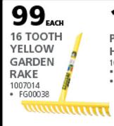 Lasher 16 Tooth Yellow Garden Rake FG0038