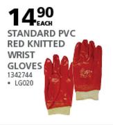 Livingstone Standard PVC Red Knitted Wrist Gloves LG020-Each