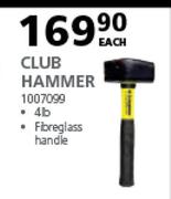 Livingstone 4lb Club Hammer With Fiberglass Handle-Each