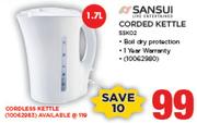 Sansui 1.7Ltr Cordless Kettle