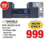 Sansui 400 Watt DVD Micro HiFi SMD-210BT