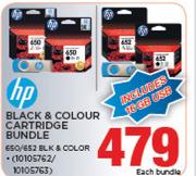 HP Black & Colour Cartridge Bundle-Each Bundle