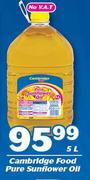 Cambridge Food Pure Sunflower Oil-5Ltr