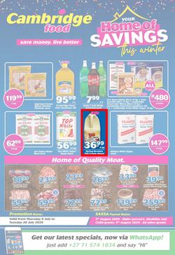 Cambridge Food KwaZulu-Natal : Home Of Savings (9 July - 28 July 2020), page 1