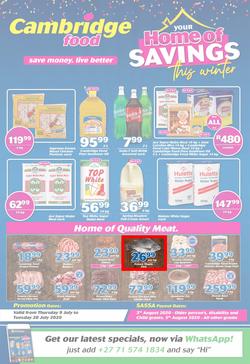 Cambridge Food KwaZulu-Natal : Home Of Savings (9 July - 28 July 2020), page 1